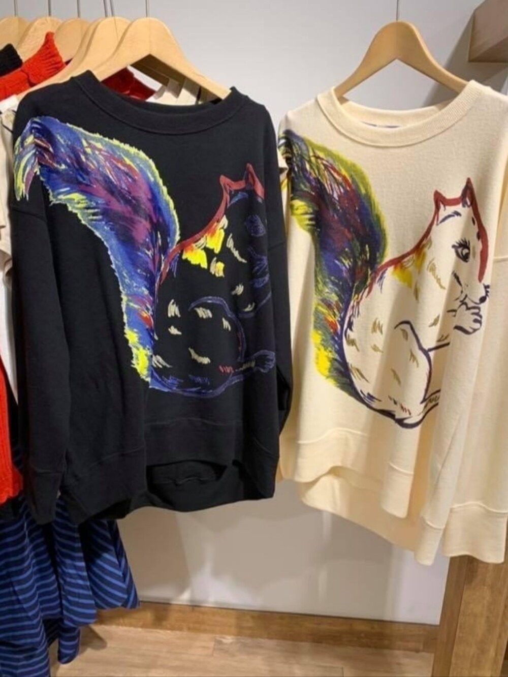 Tsumori Chisato Black girl woman Crewneck Sweater with Multicolor Squirrel tee - Picture 3 of 3